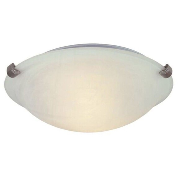 12 in. Flush Mount Ceiling Light Brushed Nickel Finish Alabaster Glass NIB - Picture 8 of 16